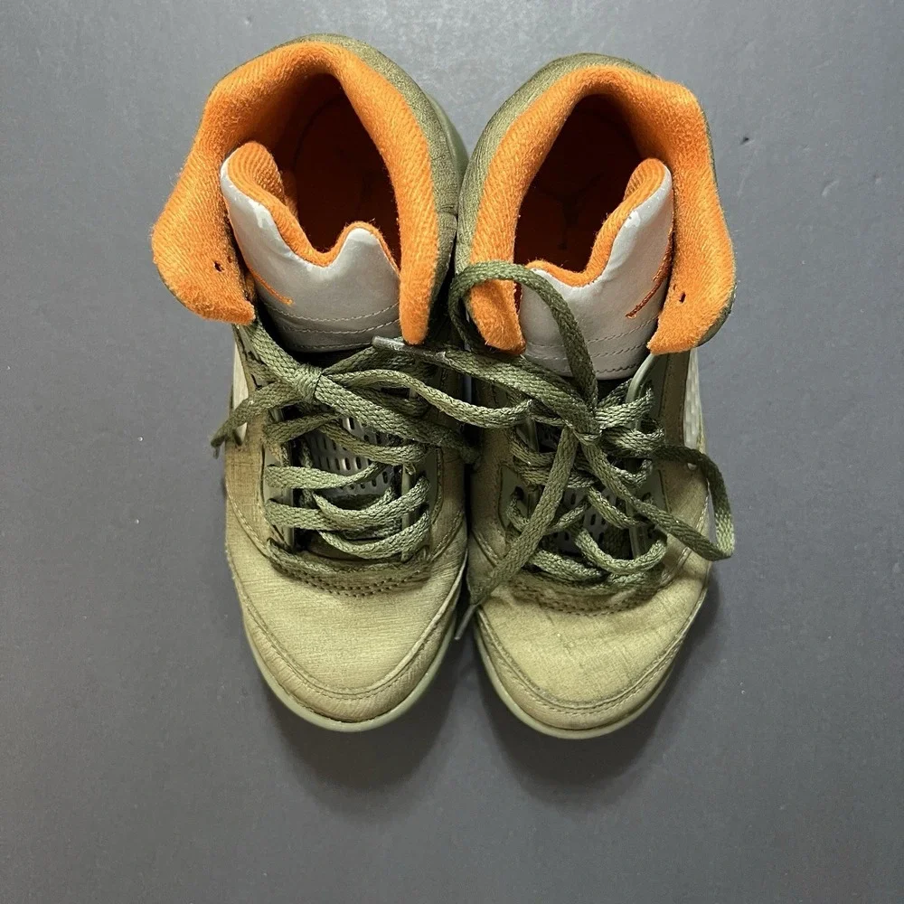 Nike Air Jordan 5 Retro Olive Army-Solar Orange Kids 440889-308 Youth Size 1Y